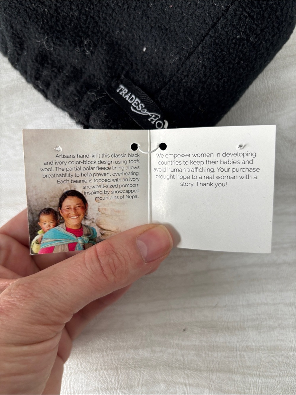 NWT Fair TRADE snow top beanie - black and white - Picture 8 of 9